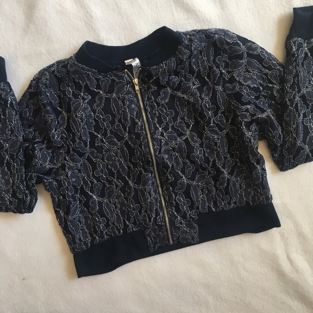 Girls Lace Navy Jacket